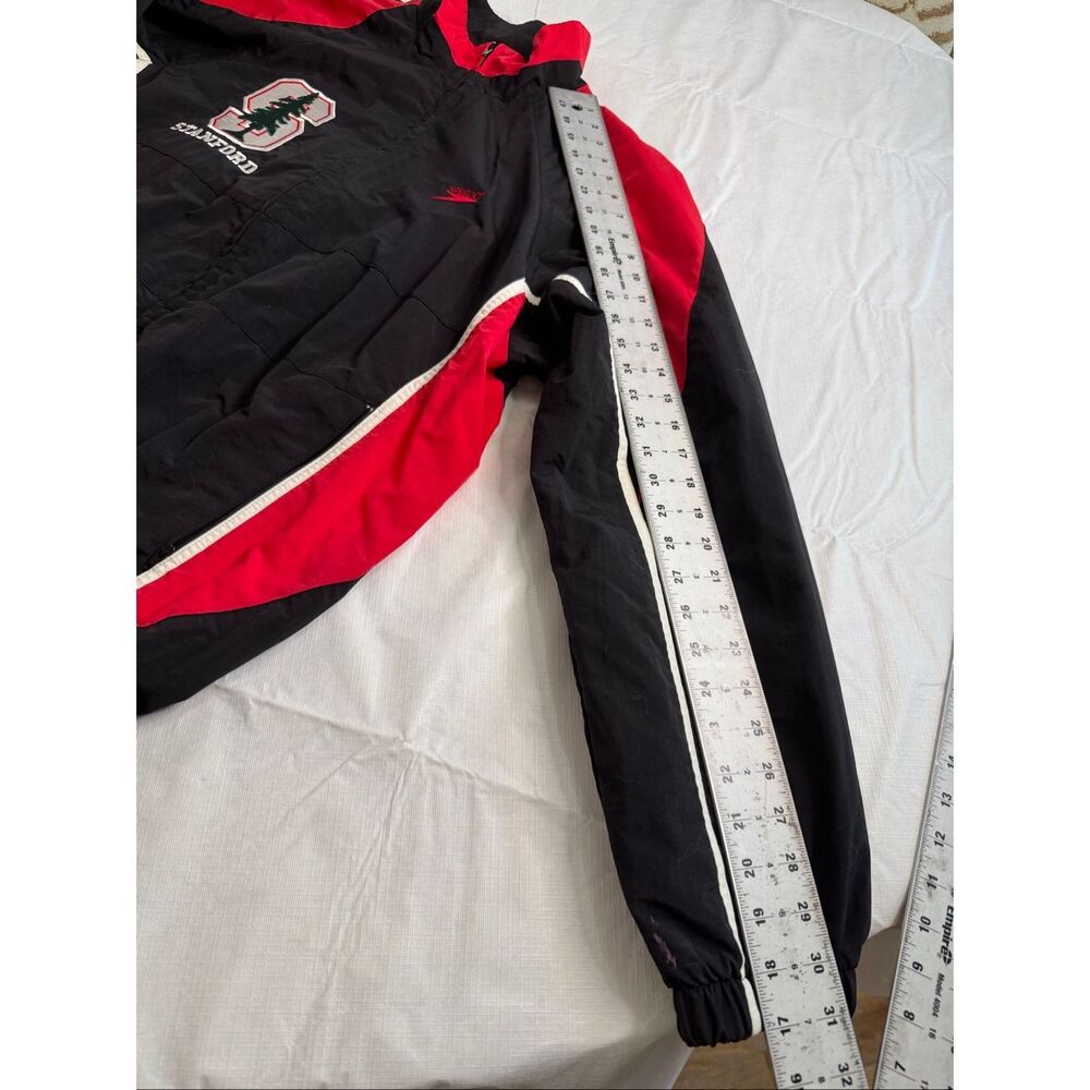 Speedo Stanford Cardinal Vintage Red Black Full Zip Windbreaker Jacket Size XL - Picture 8 of 13